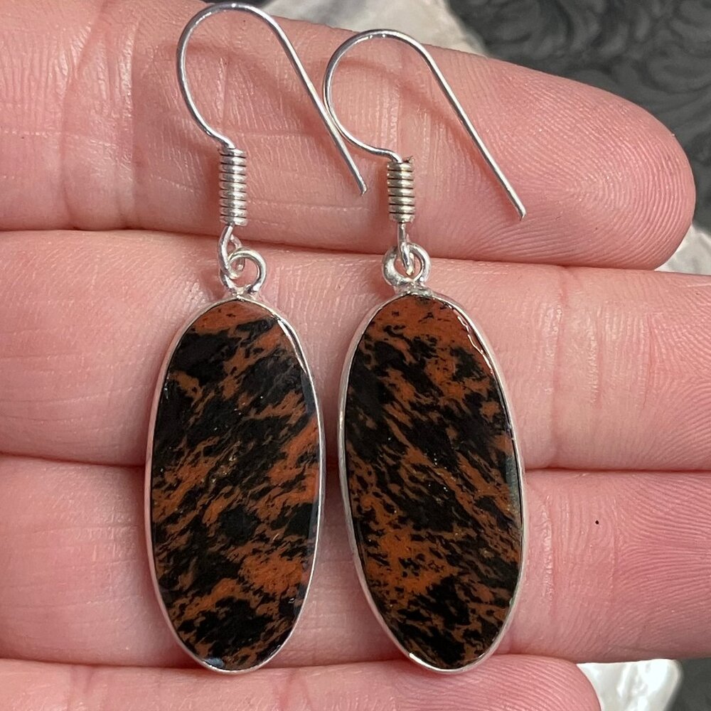 Mahogany Obsidian Stone Crystal Jewelry Earrings